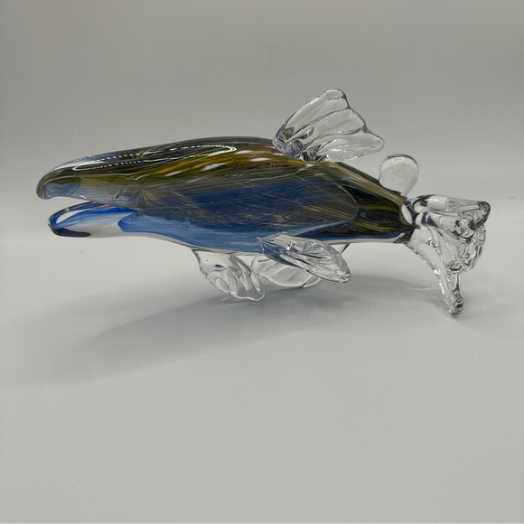Murano Style Hand‎ Blown Glass Salmon Fish Figurine Figure - Picture 1 of 10